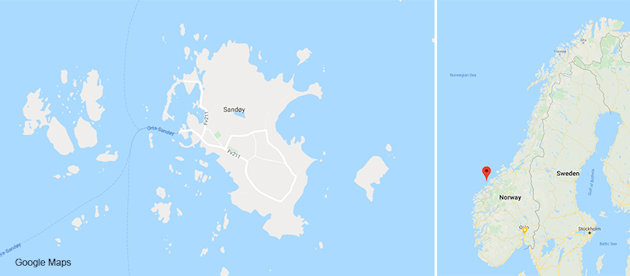map of sandøya, norway