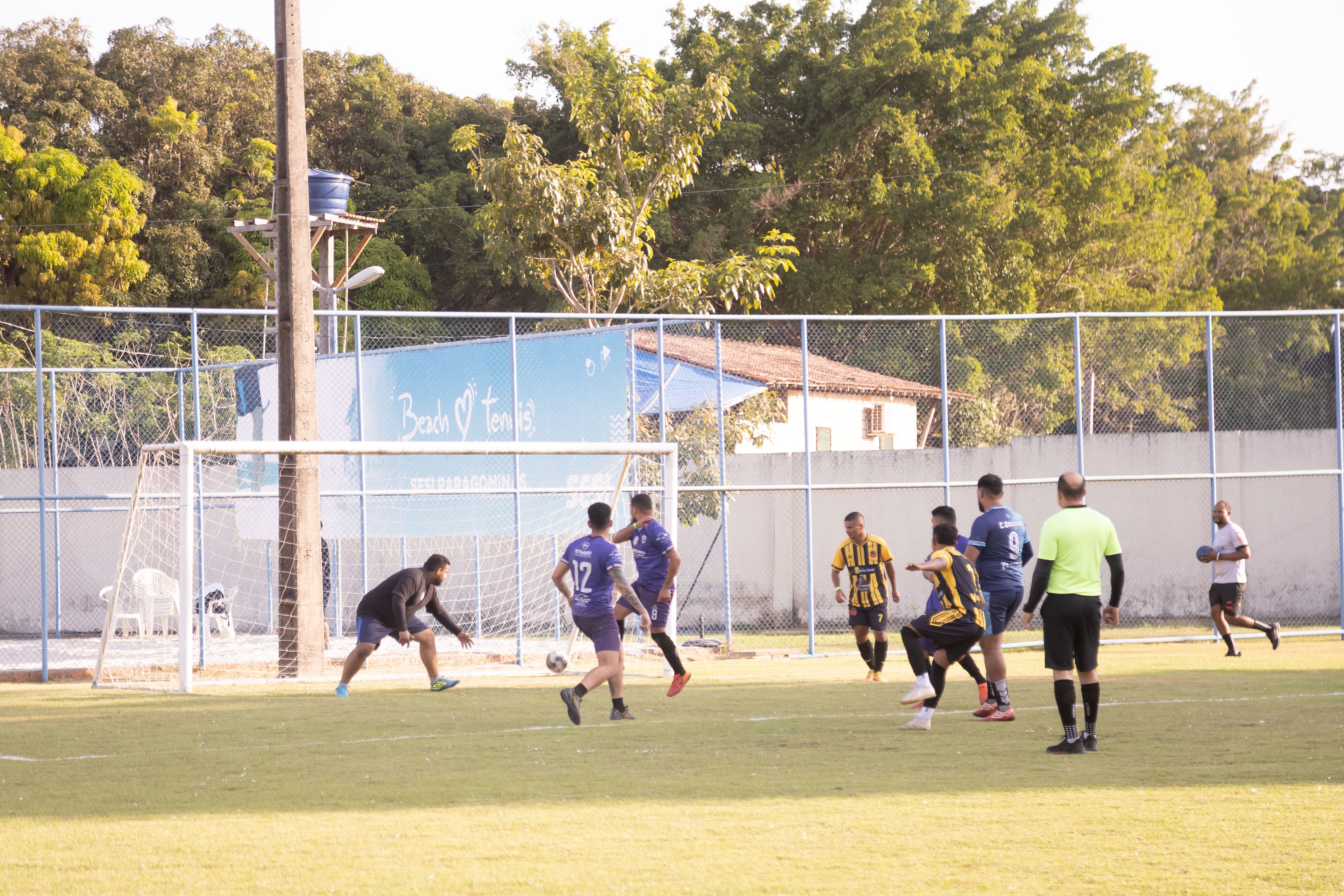 a group of men playing football