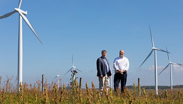 Tor-OVe Horstad and Tore Ivar Slettemoen in a field of wind turbines