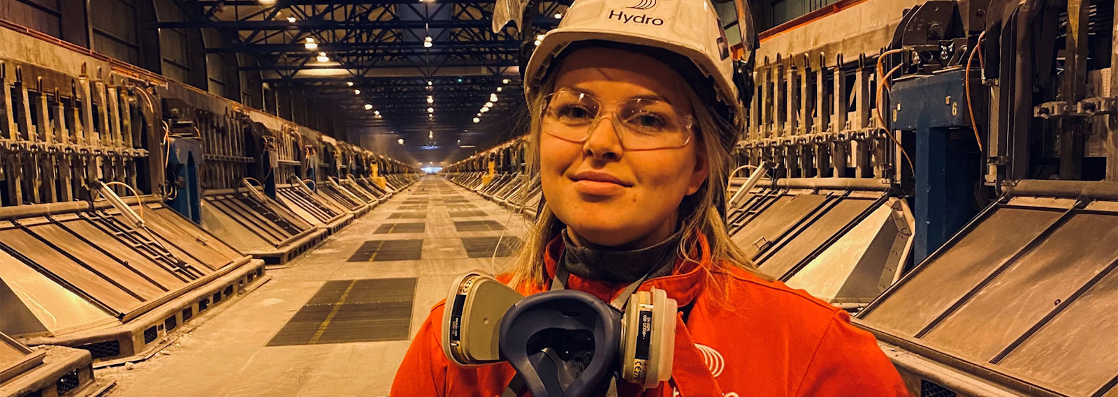 Madelen Ølmheim at aluminium plant in Husnes, Norway