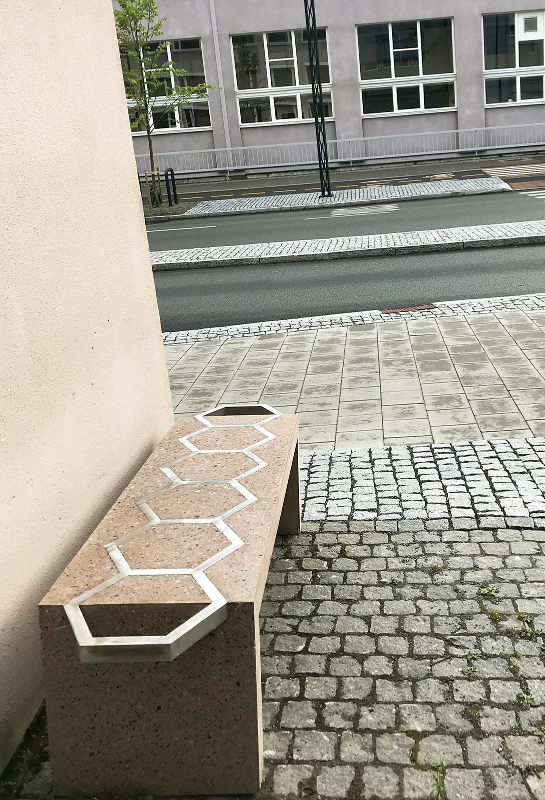 Concrete and aluminium bench