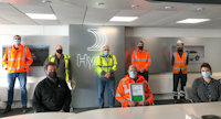 Employees at Hydro's Gloucester plant with social distance due to Covid19