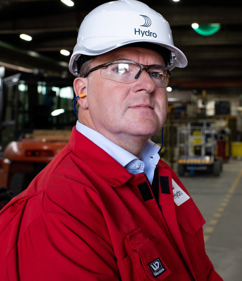a man wearing a hard hat