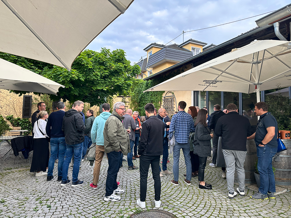 a group of people standing outside