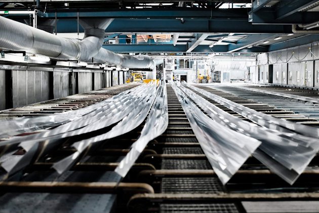 End shot of multiple extruded aluminum shapes