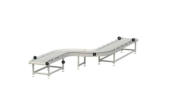 Extruded aluminium profiles for conveyor belts