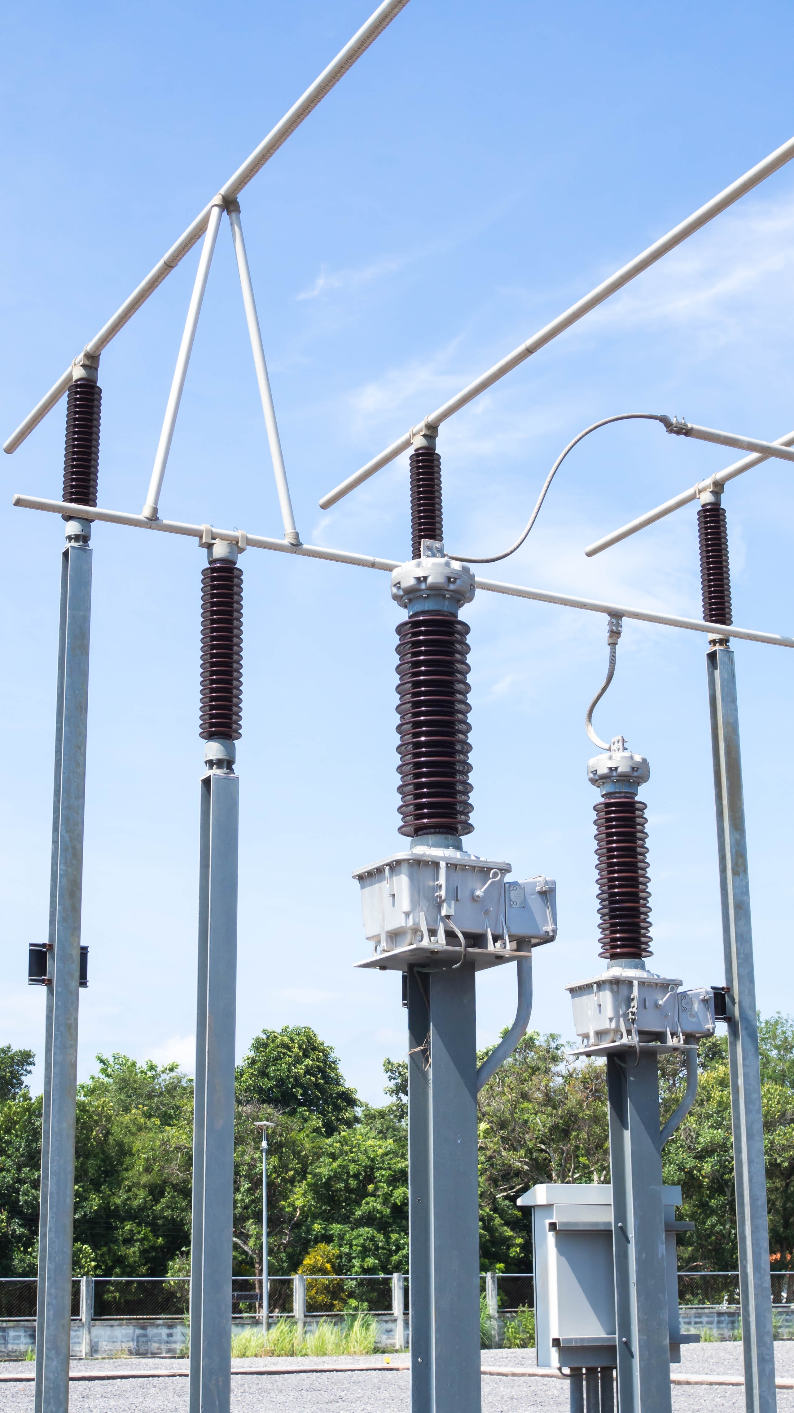 a group of metal towers