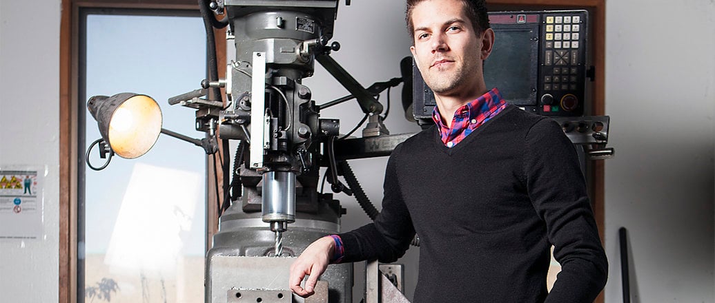 Peter Hedman posing with milling machine