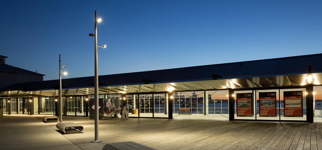 a building with a large glass wall