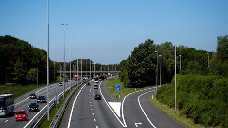 tall light poles at motorway