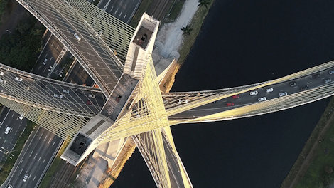 aerial view of estaiada bridge in sao paulo, brazil