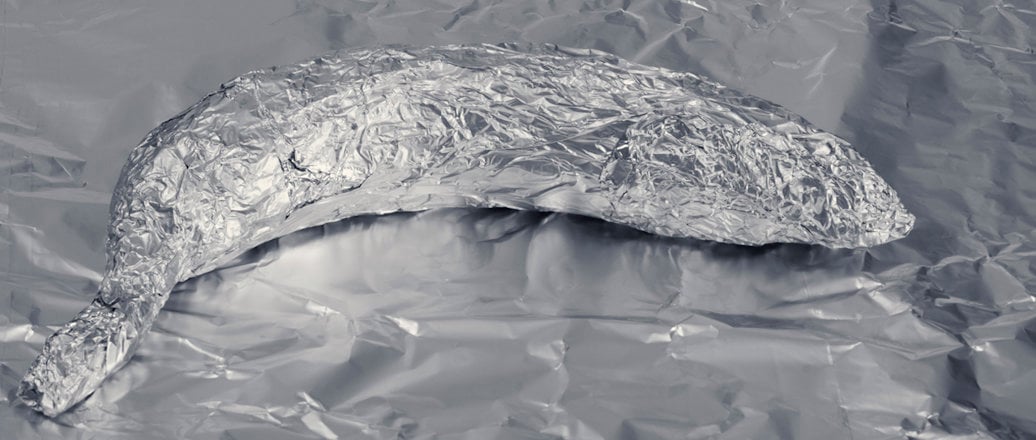 A fish wrapped in aluminium foil