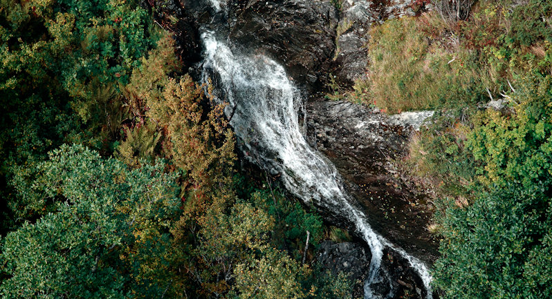 Natural fresh waterfall as source for hydropower