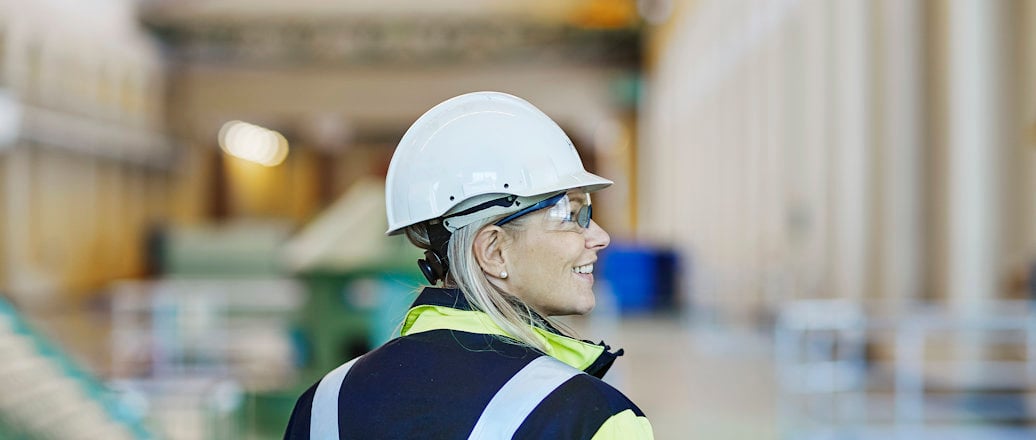 a person wearing a hard hat