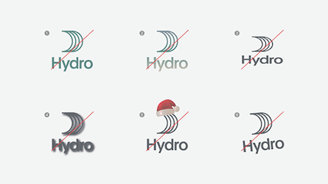 logos with wrong color, gradient, stretched, shadow, ornamented, rotated