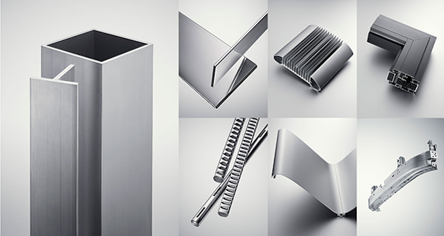 different aluminium products, mostly extruded ones