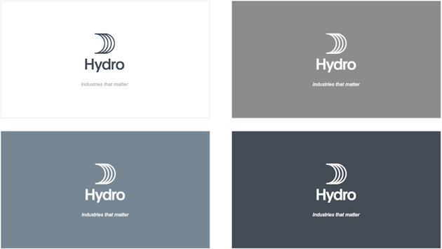 Four solid backgrounds with Hydro sail logo with tagline industries that matter