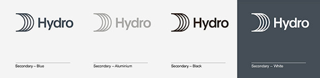 logo secondary, in blue, aluminium, black and white