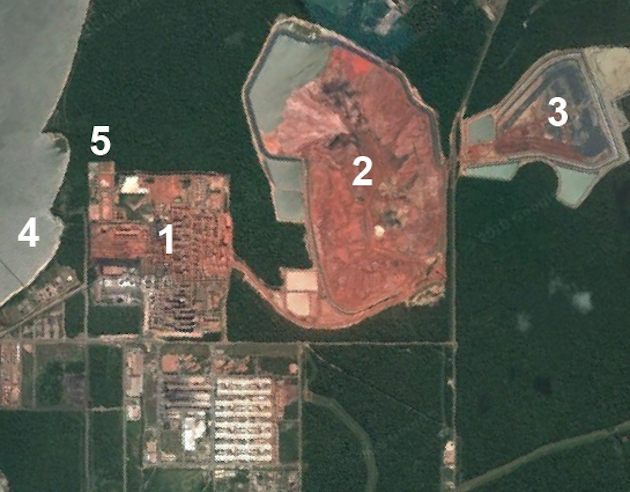 Satellite imagery of Alunorte refinery. 