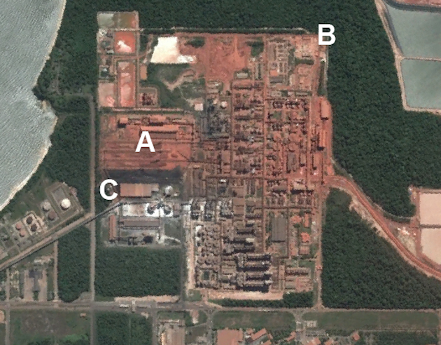 Satellite view Alunorte refinery