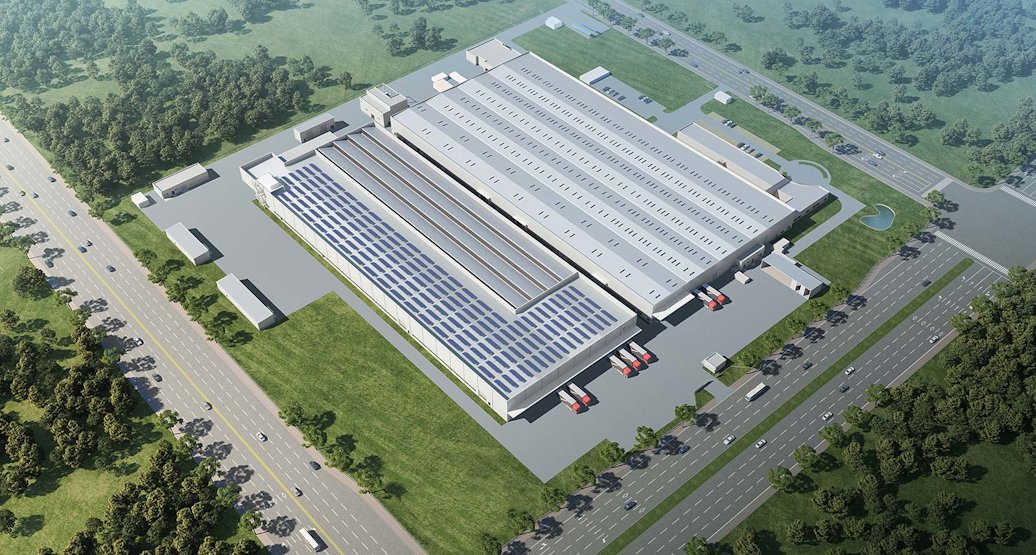 Illustration of Hydro's Suzhou plant in China including the expansion of the new automotive extrusion press 