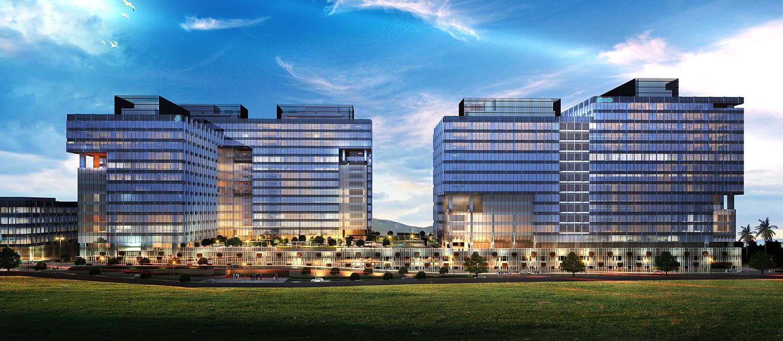 Hydro delivered a solution for an innovative sun-shading façade at Ascendas International Tech Park Pune. (Photo: DSP Design)