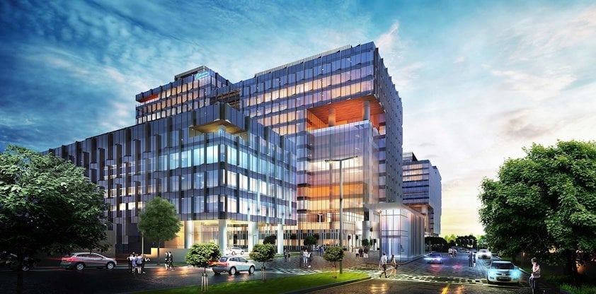 Hydro delivered a solution for an innovative sun-shading façade at Ascendas International Tech Park Pune. (Photo: DSP Design)