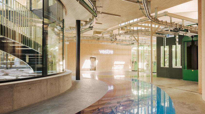 a swimming pool in a building