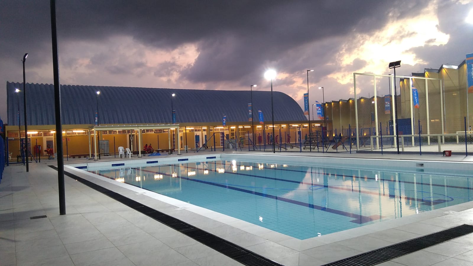 Swimming pool at the Usina da Paz social center in Para State, Brazil