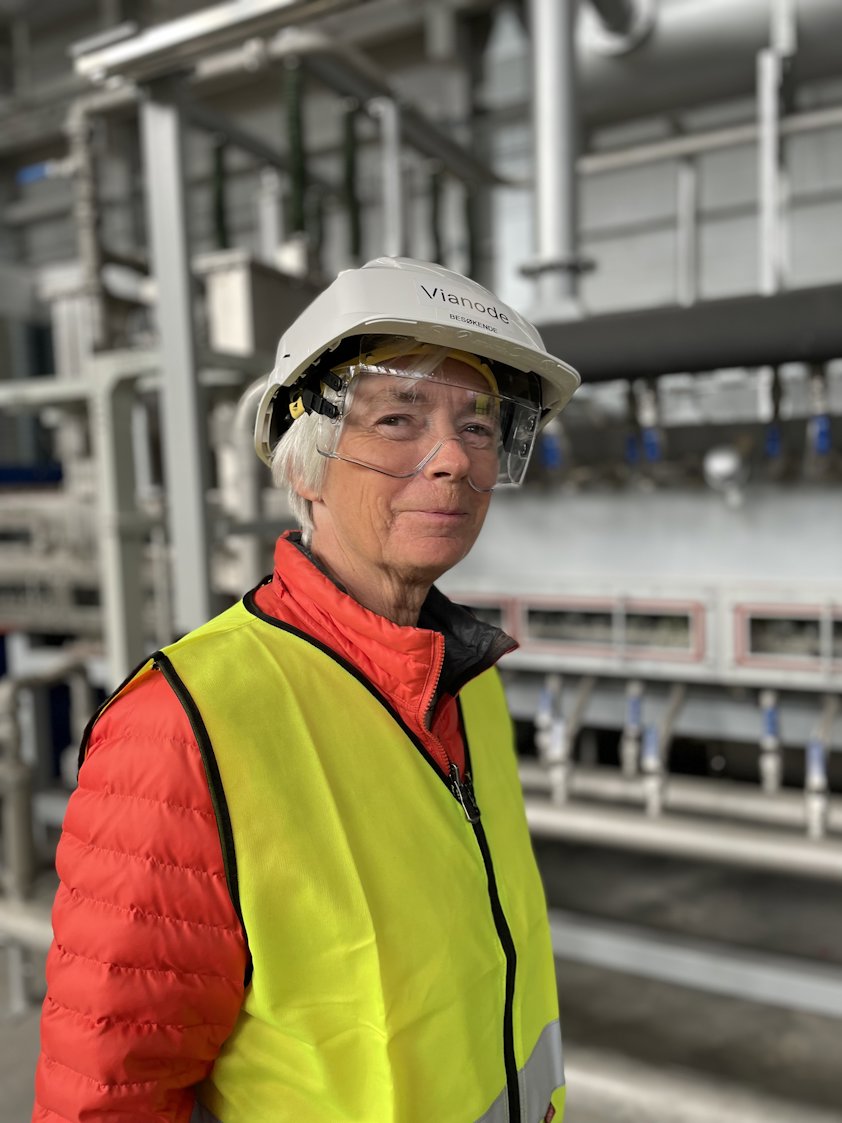 a woman wearing a hard hat and safety vest