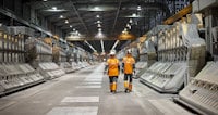 Hydro employees at the primary aluminium plant in Årdal, Norway
