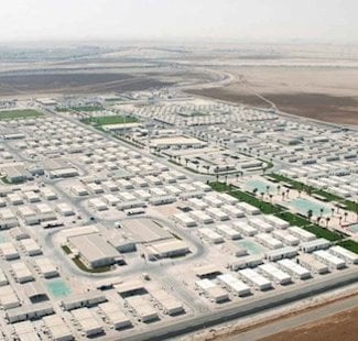 a large area with many buildings