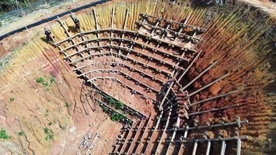 a high angle view of a dam