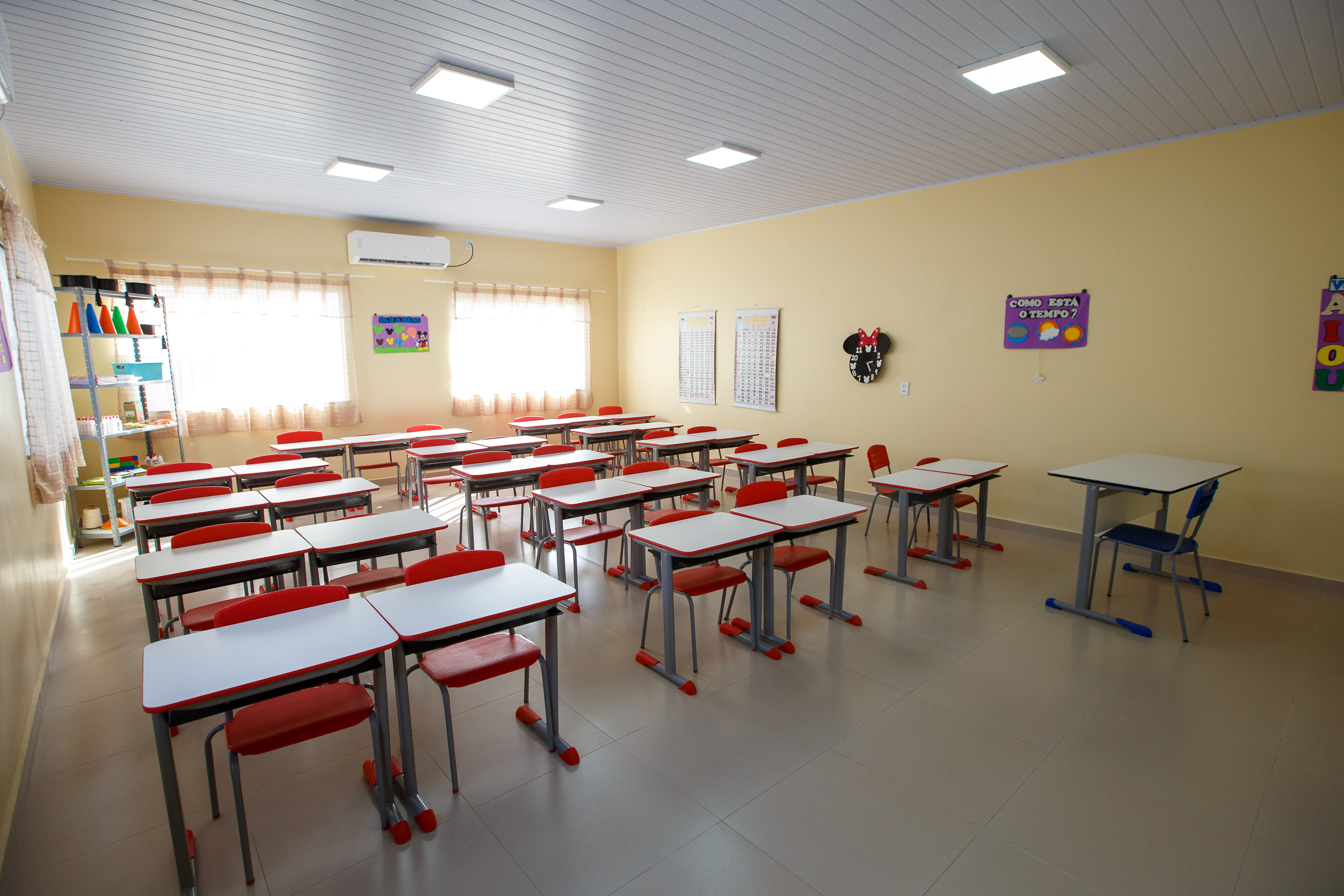 a room with tables and chairs