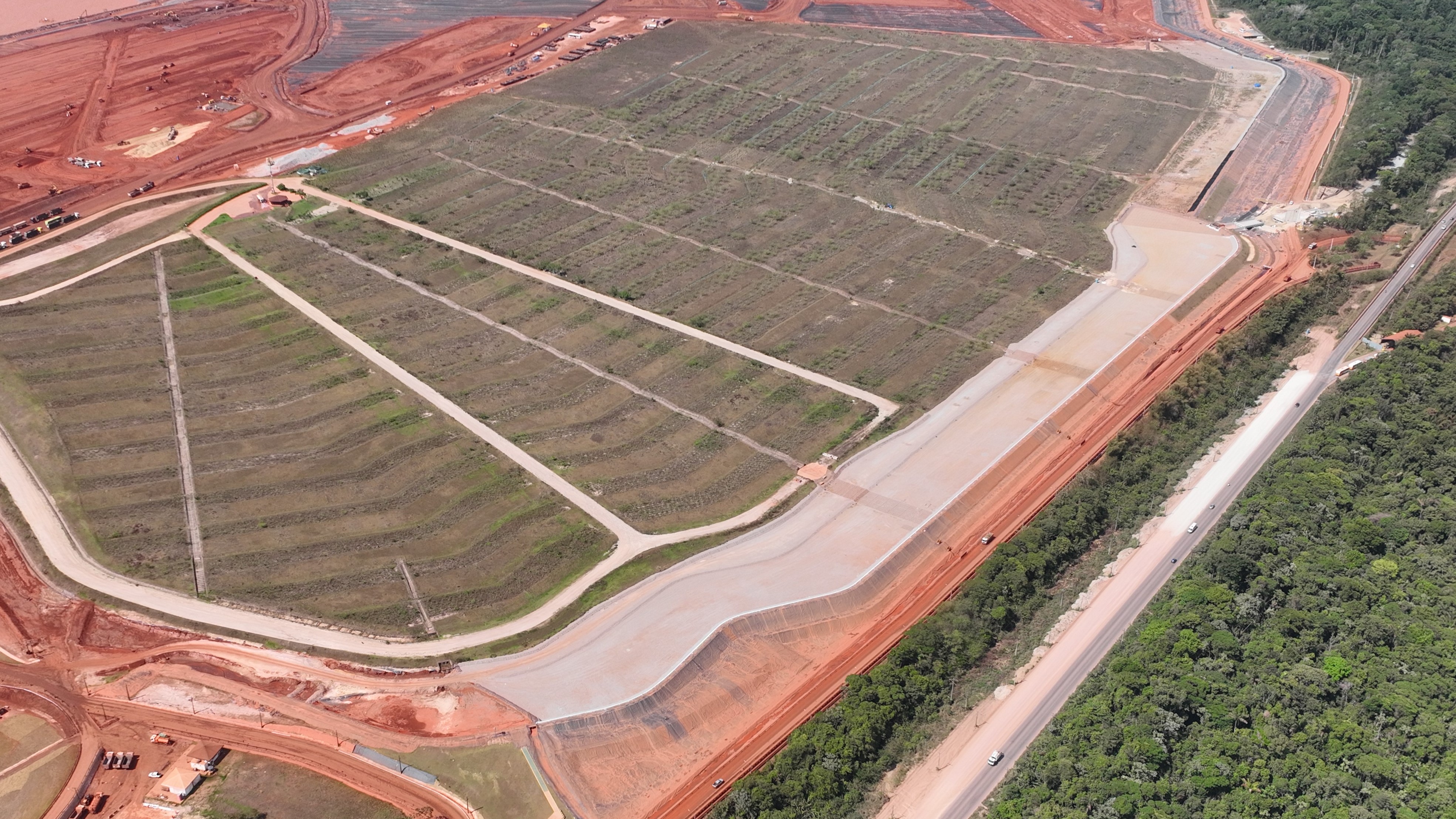 an aerial view of a farm