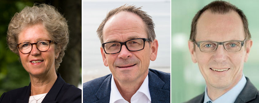 Hydro-konsernsjef Hilde Merete Aasheim, Lars Petter Maltby i Battery Norway og Elkems konsernsjef Michael Koenig.