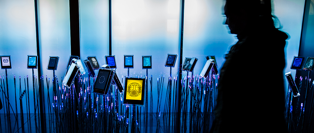 art installation of tablets