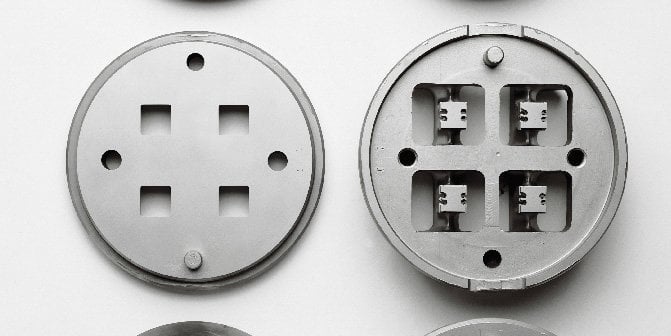 a close-up of several circular metal objects