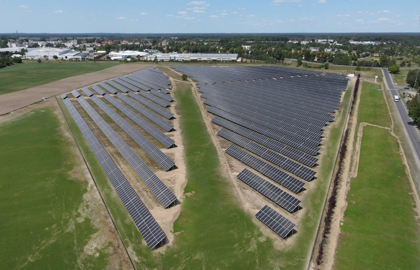 a solar panels in a field