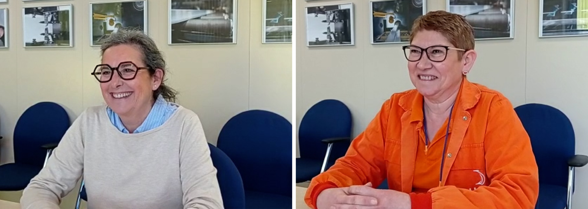 a couple of women sitting in chairs