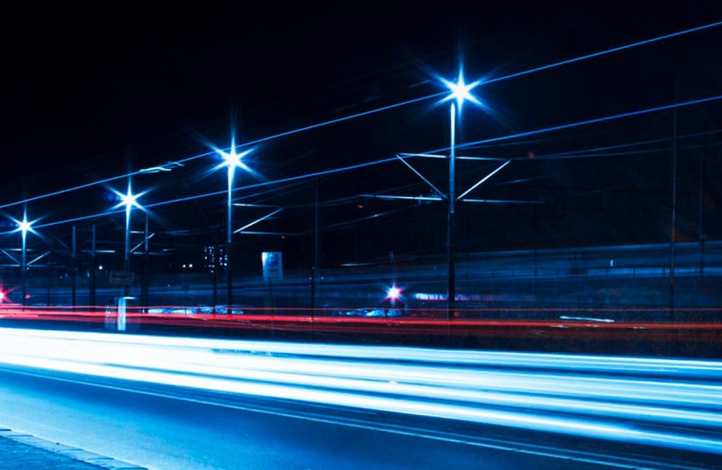 a road with lights on it