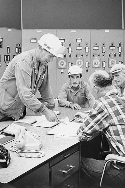 Hydro employees at a power plant