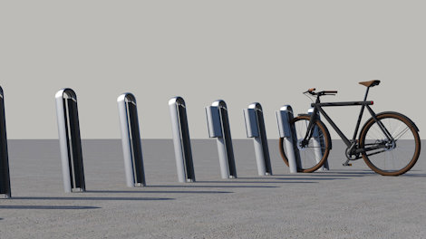 a bicycle parked on a concrete surface