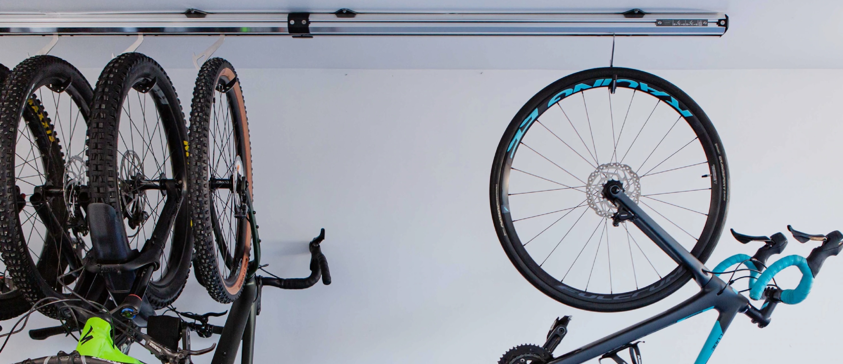 The Stashed Products SpaceRail bicycle storage system