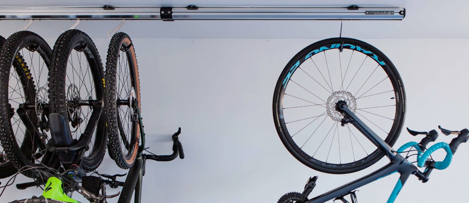 The Stashed Products SpaceRail bicycle storage system