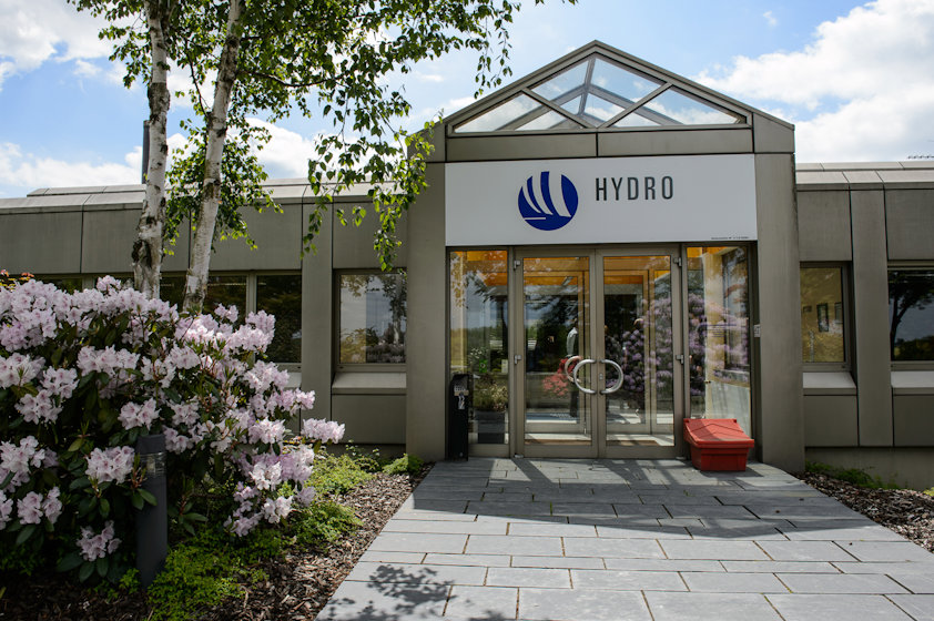 a building with glass doors