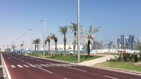 road with light poles