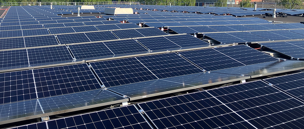 solar panels on a roof