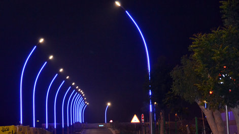 road lights with illuminated poles