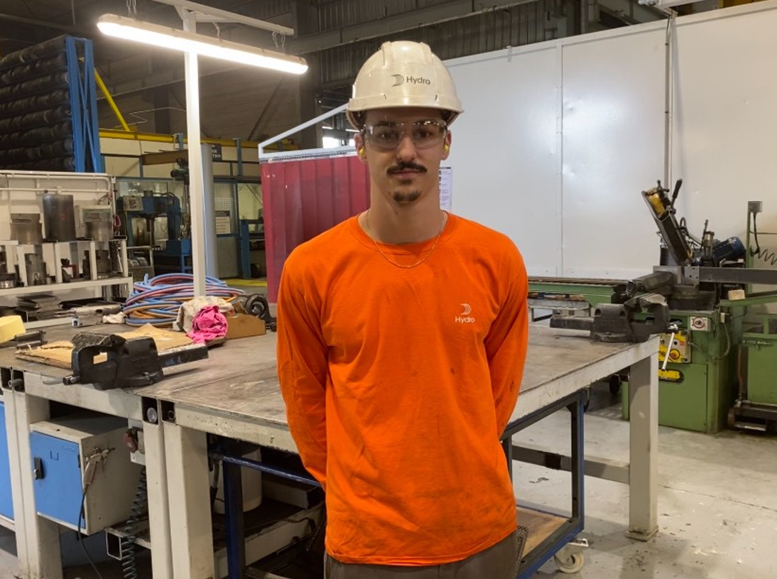 a man wearing a hard hat